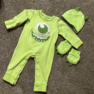 12-18 months disney monster inc mike onesie with matching hat and gloves